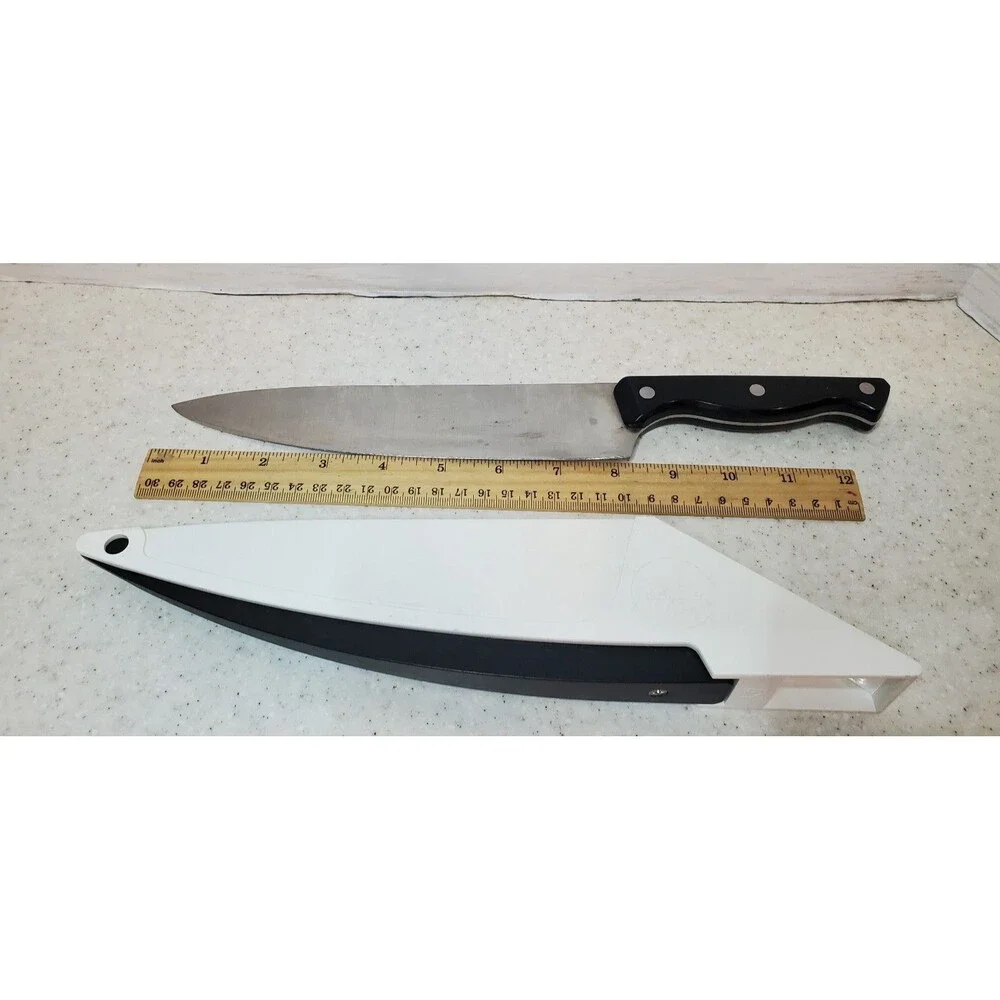 Pampered Chef 8” Chef’s Knife w Built-In Sharpening Sheath Retired Discontinued